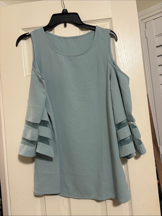 Tops - Sage Green Cold-Shoulder Blouse